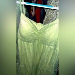 Sheer Green Spaghetti Strap Dress